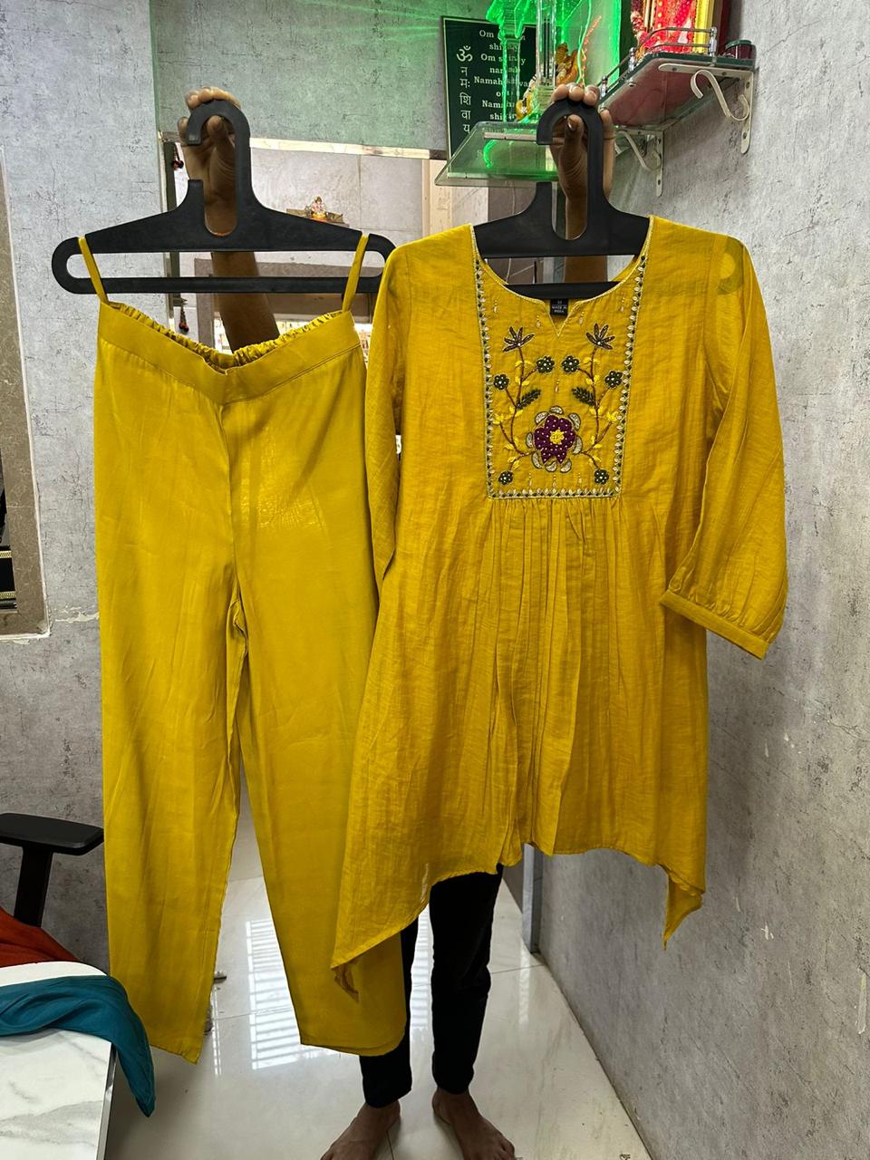 Sand Floral A-Line Kurta Set